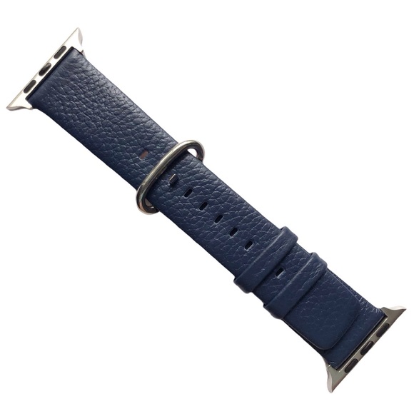 NEW Navy BLUE Leather Band Apple Watch 42/44/45mm M - Picture 3 of 9